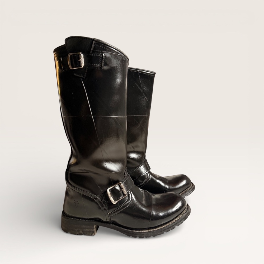 Frye Engineer Shearling Waterproof Boots Black, Women's Size 8.5 Barely Worn